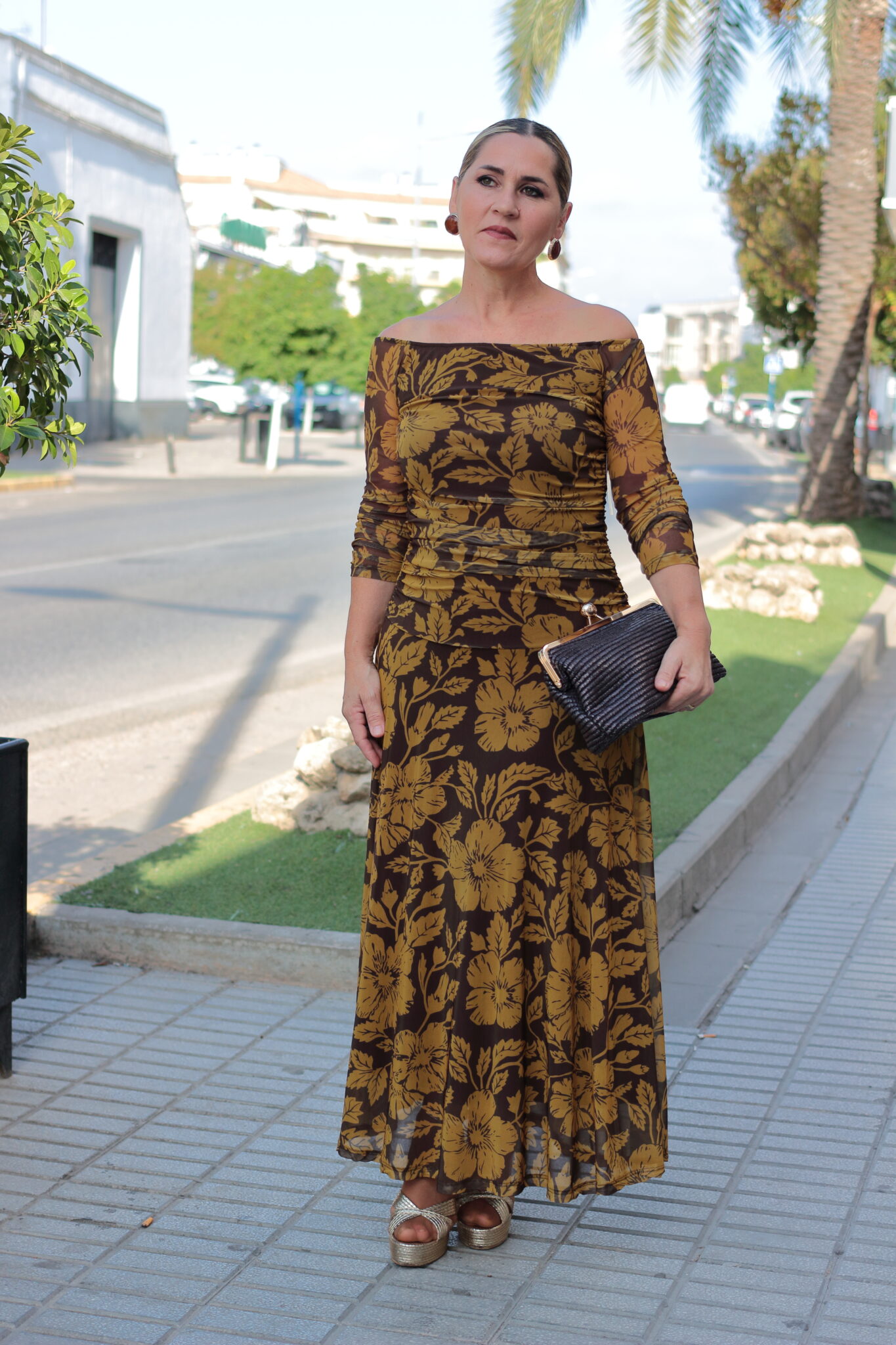 VESTIDO AURORA - MARRÓN-MOSTAZA